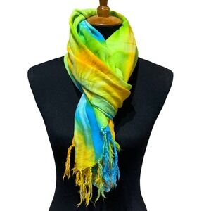 Upcycled Saving the Planet is My Superpower Long Tie Dye Lightweight Scarf Wrap
